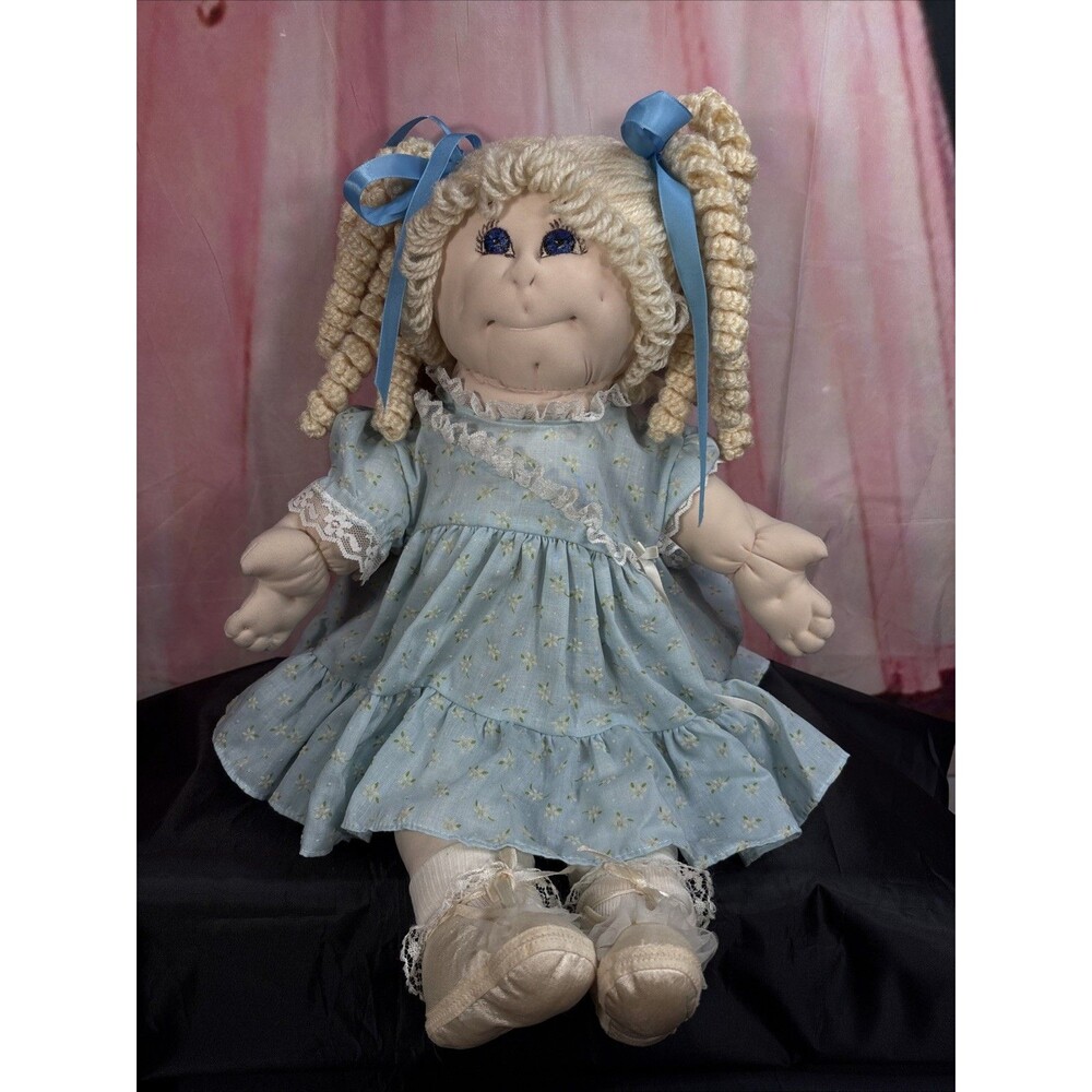 Vintage Handcrafted Cabbage Patch Style Doll Soft Sculpture 23” Big Blonde Baby